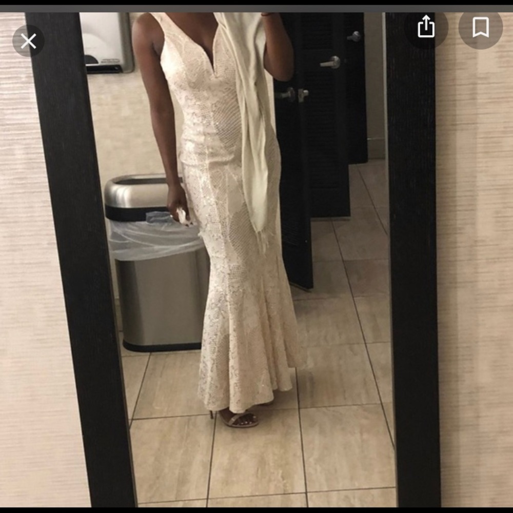 Cream/Gold Sequin Mermaid Dress